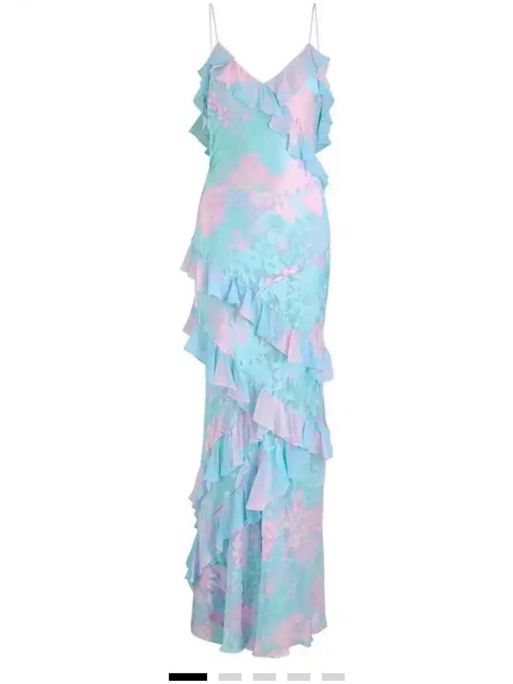 LoveShackFancy Pastel mermaid Tie-Dye Ruffle Maxi Dress - Mint & Pink